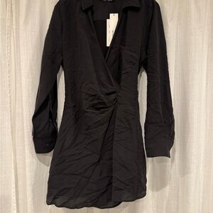 Zara Black Collared Dress